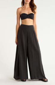 Elan Smocked Waist Cover-Up Palazzo Pants