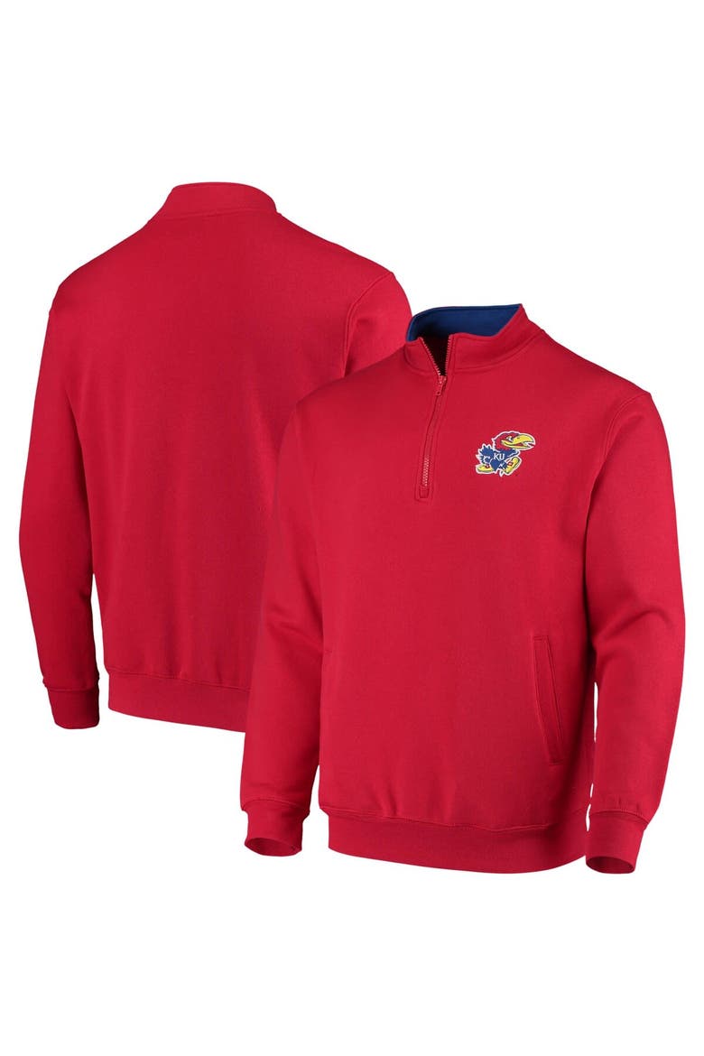 Men's Colosseum Red Kansas Jayhawks Tortugas Logo Quarter-Zip Jacket, Main, color, Red