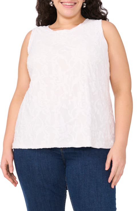 売れ筋商品|||ヴィンスカムート カットソー トップス レディース Plus Size Printed Tulip-Sleeve Blouse Ultra White Vince Camuto Women's Foiled Tulip-Sleeve Blouse (Avocado, XX