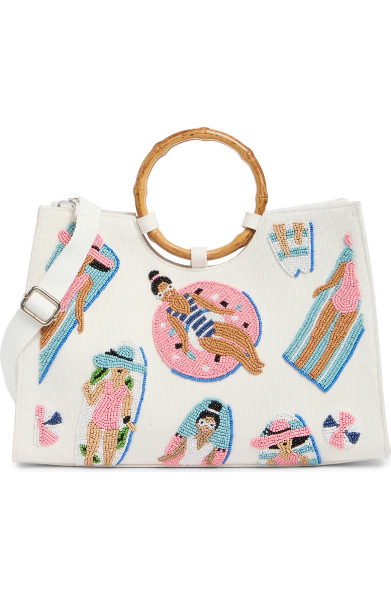 Collection XIIX Beaded Pool Tote, Main, color, White