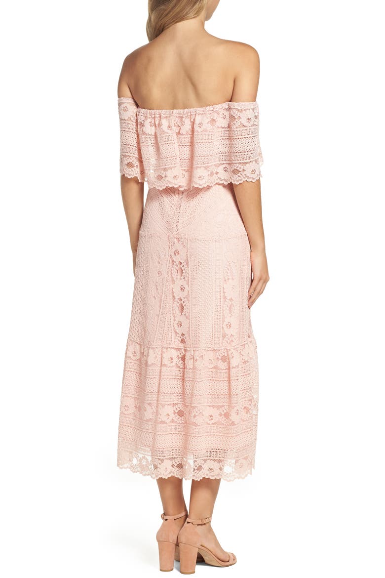 BB Dakota Katie Lace Midi Dress, Alternate, color, ROSE SMOKE
