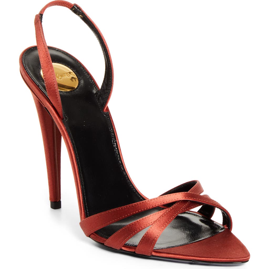 Saint Laurent Kate Pointed Toe Slingback Sandal in Red at Nordstrom, Size 40