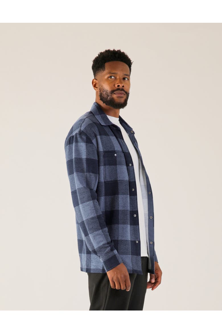 Trek Button Front Shirt, Alternate, color, Navy/Denim Plaid Print