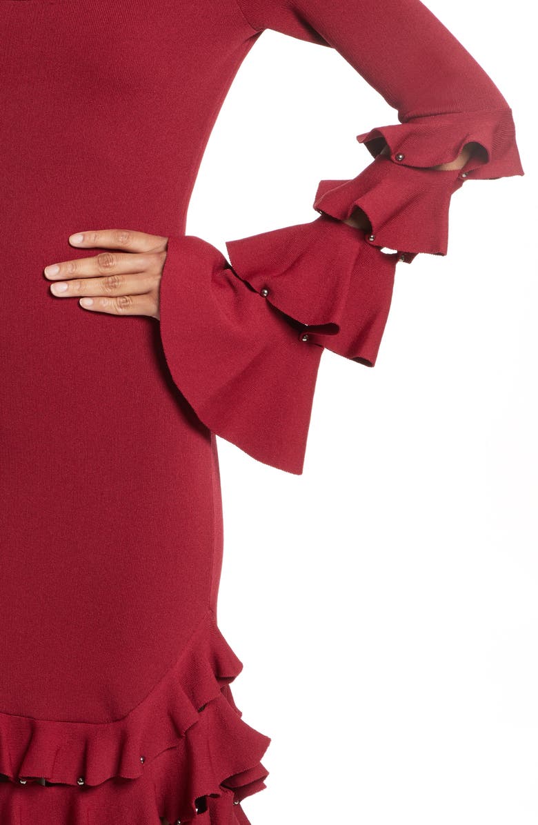 Simkhai Jonathan Simkhai Slashed Knit Ruffle Off the Shoulder Dress, Alternate, color, 