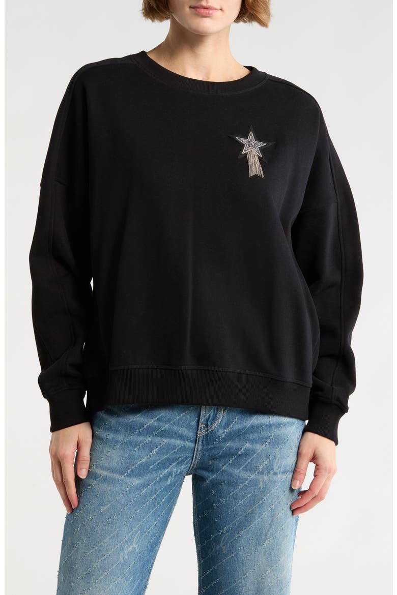 Star Logo Embroidered Sweatshirt, Main, color, BLACK/ BLACK
