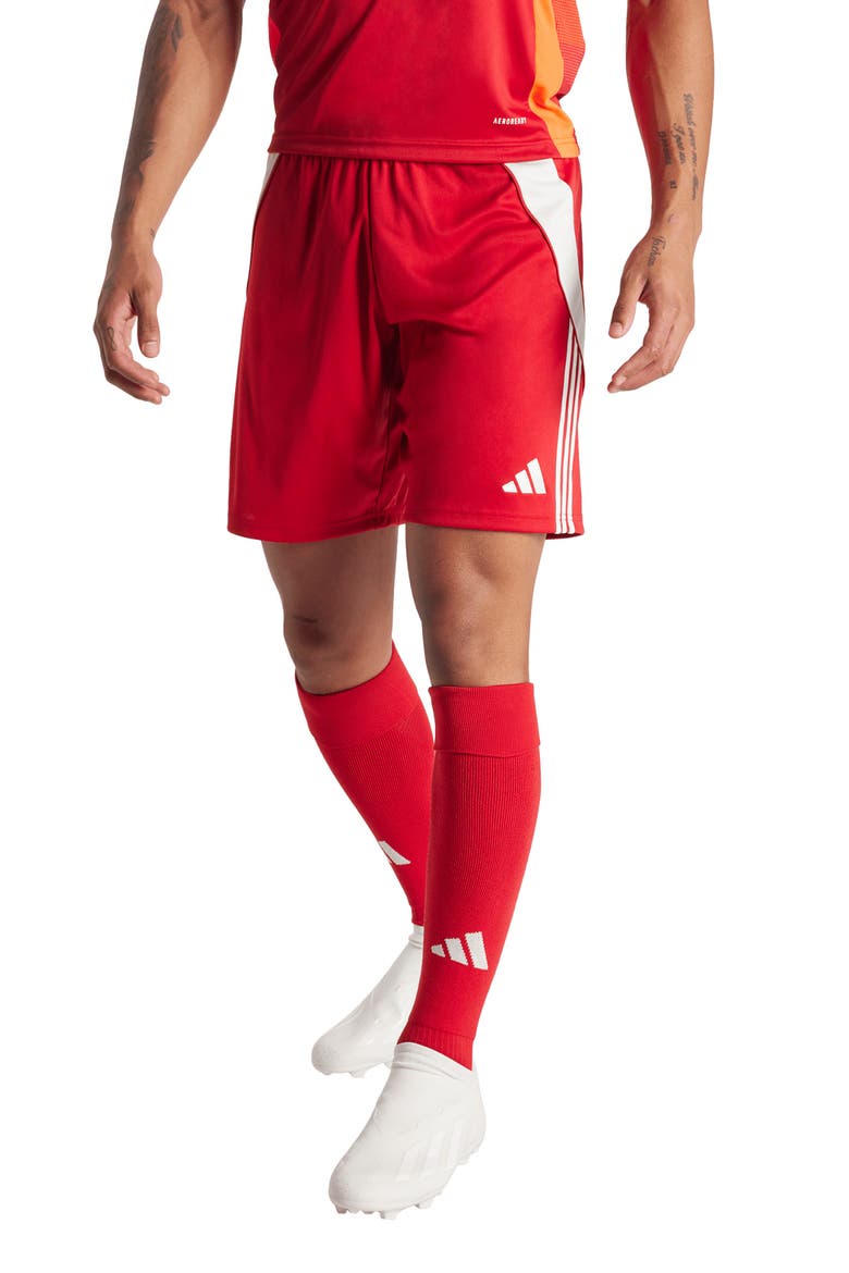 Tiro 24 Football Shorts, Main, color, TEAM POWER RED/ WHITE
