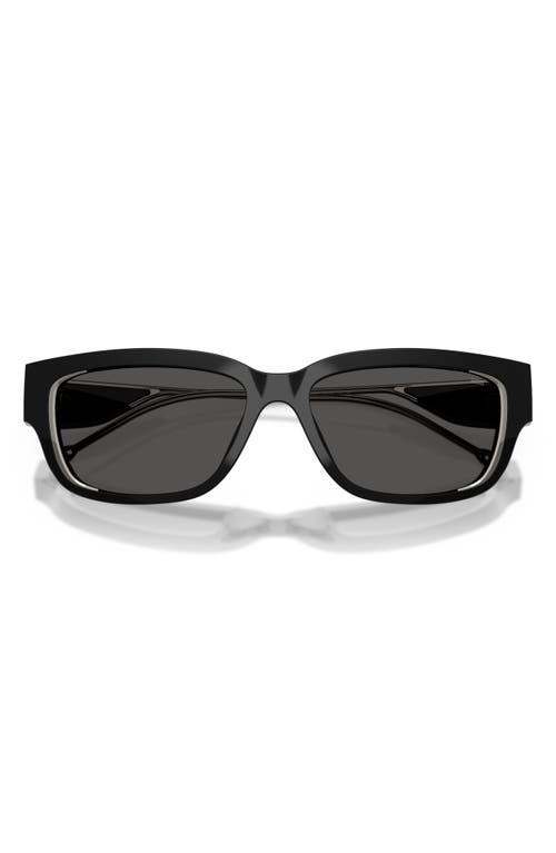 Diesel ® Geck-d 56mm Rectangular Sunglasses In Shiny Black/dark Grey