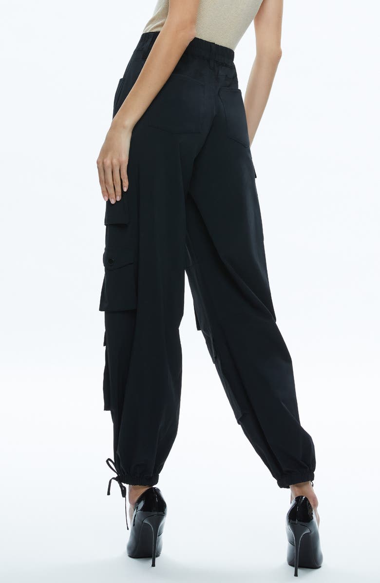 Alice + Olivia Olympia Mr. Baggy Cargo Pants, Alternate, color, Black