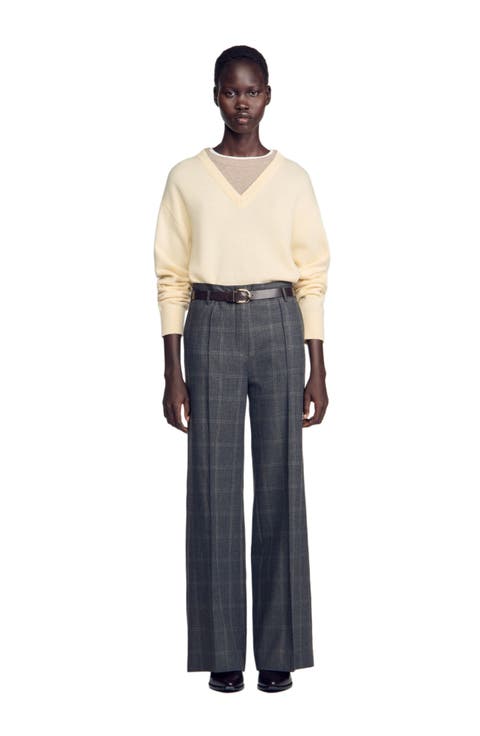Checked straight-leg trousers