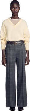 SANDRO Checked straight-leg trousers