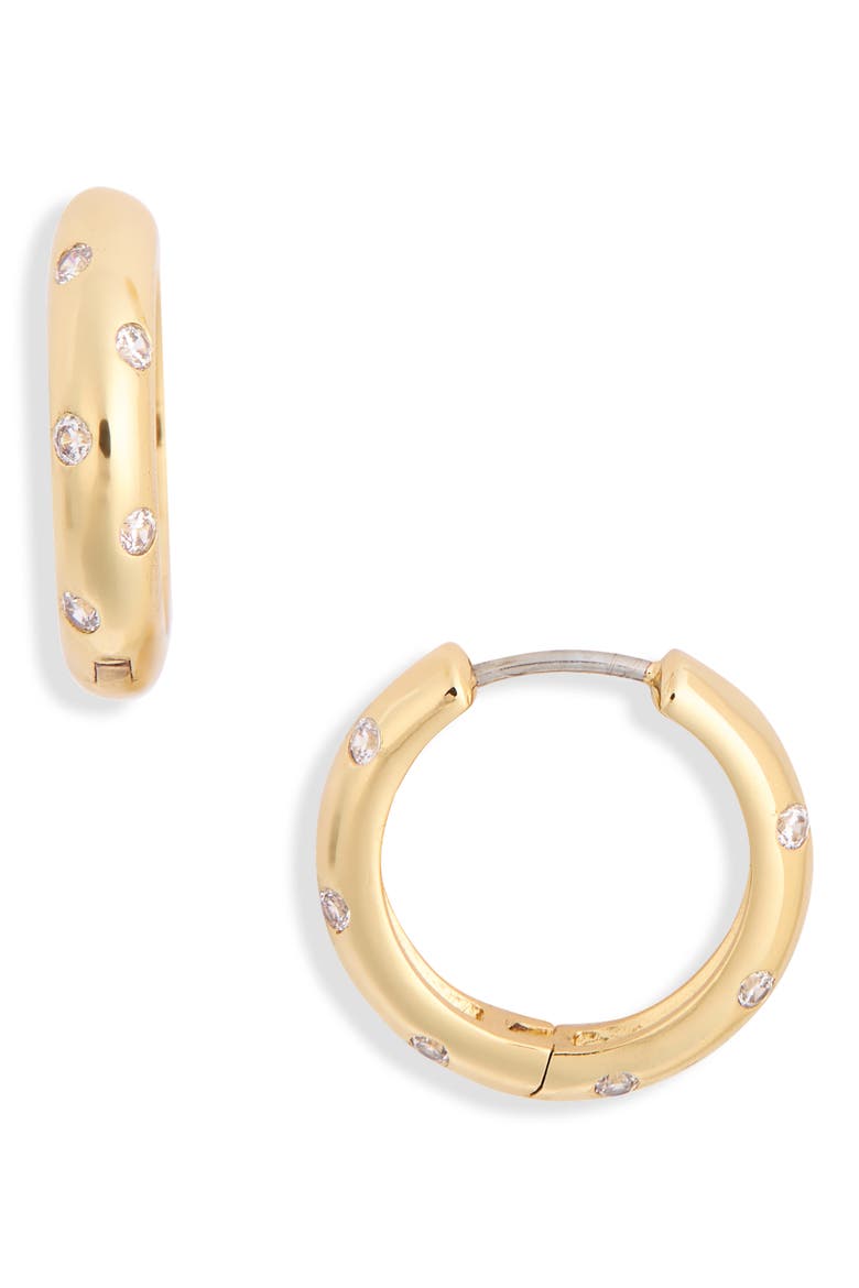 huggie hoop earrings, Alternate, color, CLEAR / GOLD