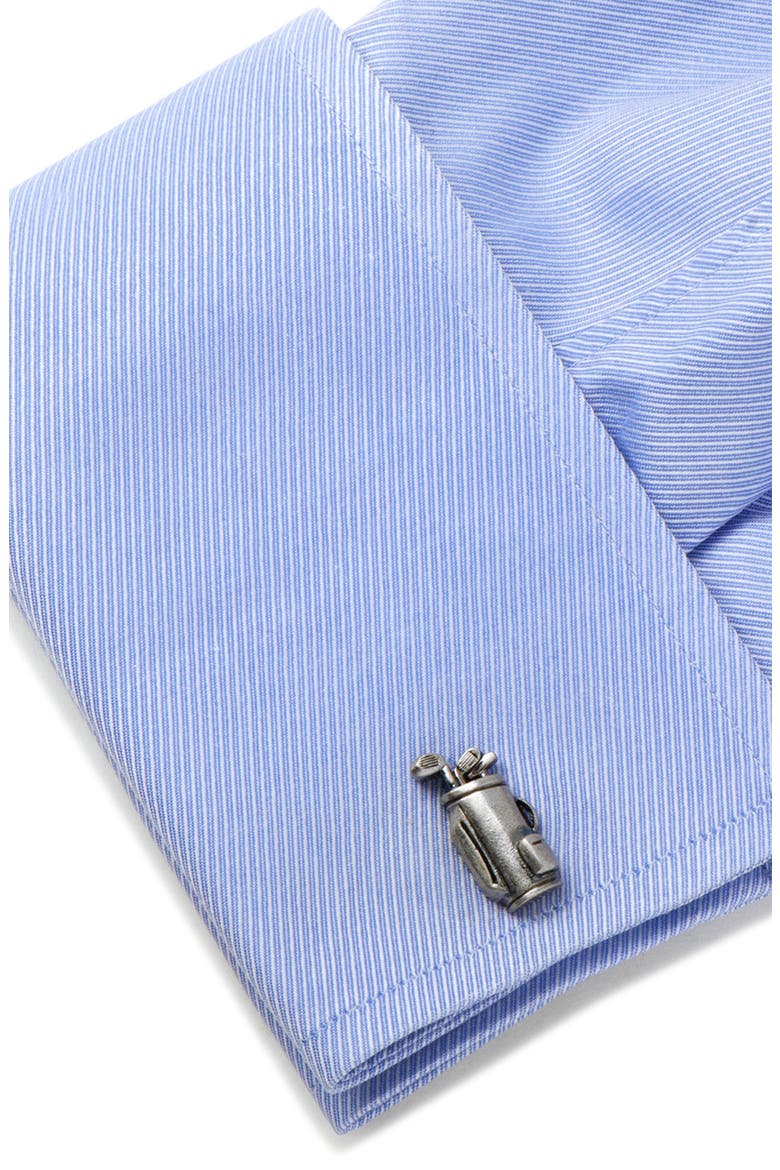 Golf Bag Cuff Links, Alternate, color, SILVER