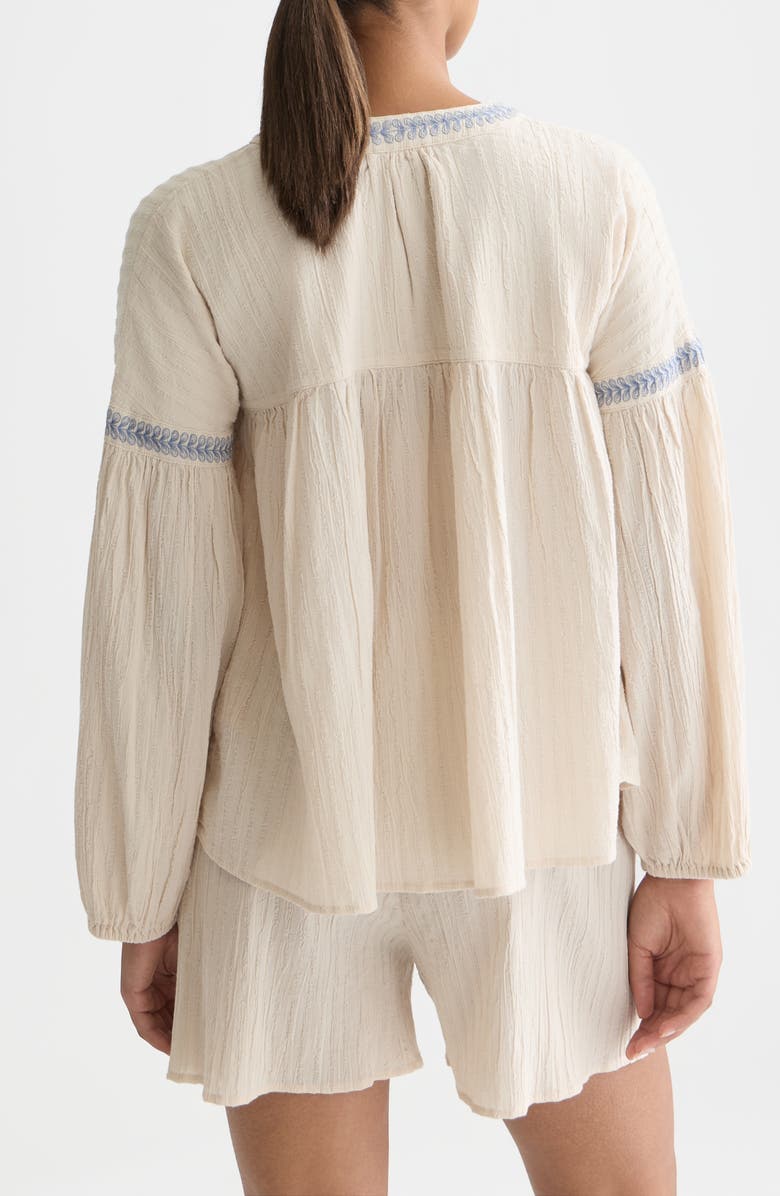 Scotch & Soda Embroidered Cotton Crepe Top, Alternate, color, Fog