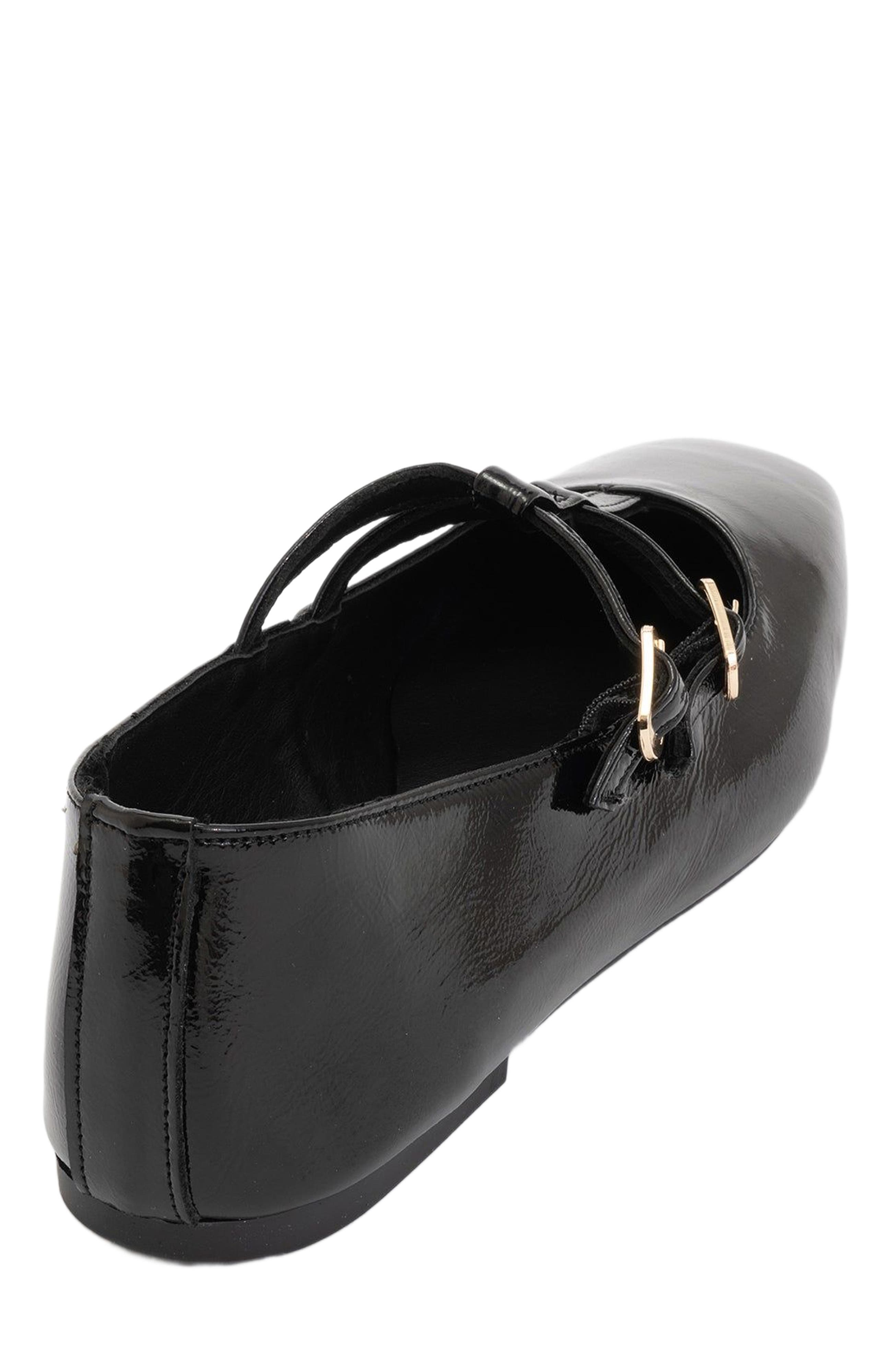 Forever & Always Shoes Starling Leather Mary Jane Flats, Alternate, color, Black Patent Leather