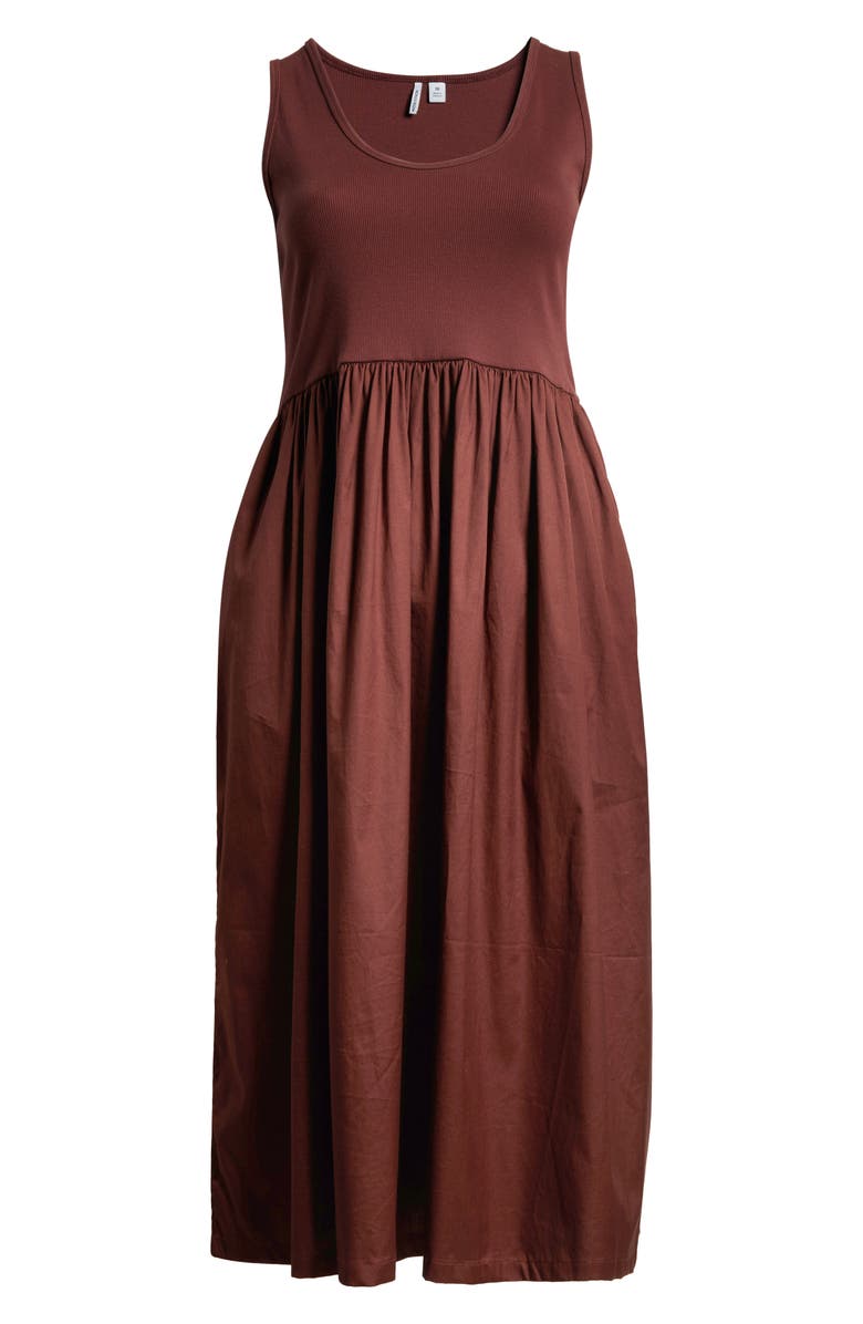 Nordstrom Mixed Media Stretch Cotton Tank Maxi Dress, Alternate, color, Brown Raisin