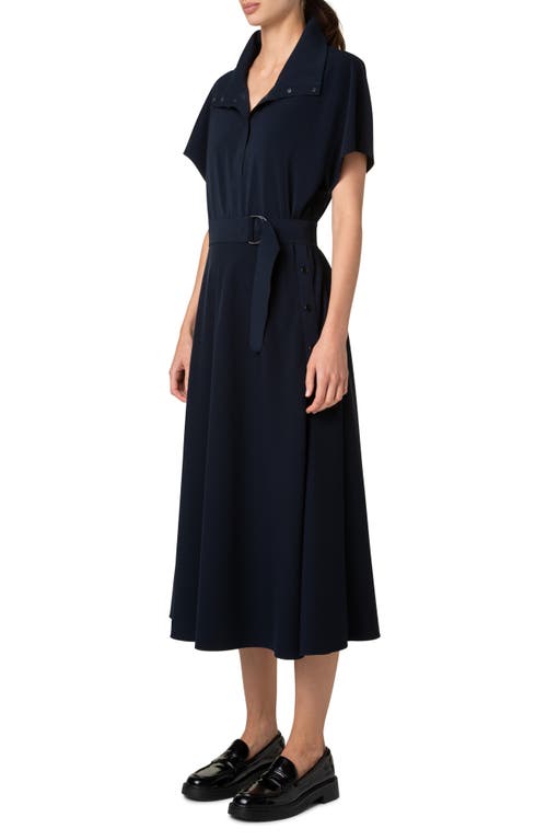 Shop Akris Punto Belted Midi Polo Dress In Navy