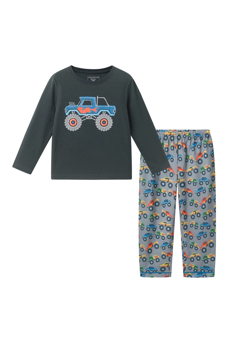 Kids' Monster Truck Two-Piece Pajamas, Main, color, GYA