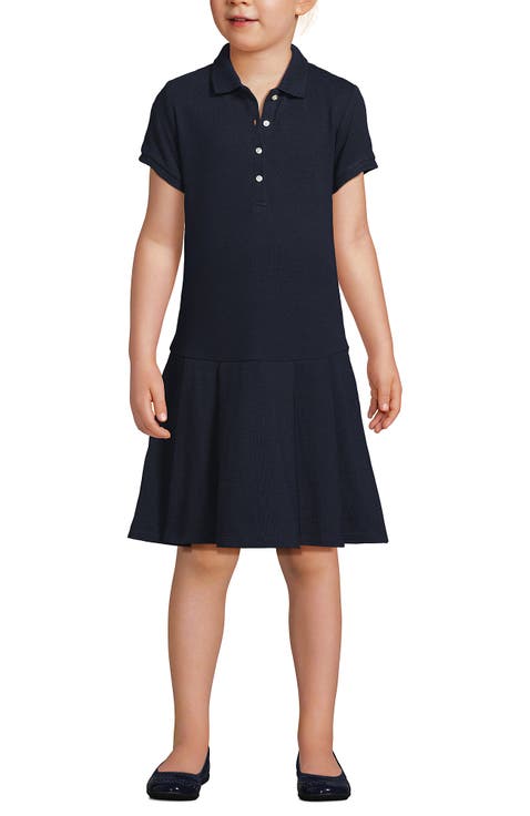 School Uniform Girls Short Sleeve Mesh Pleated Polo Dress