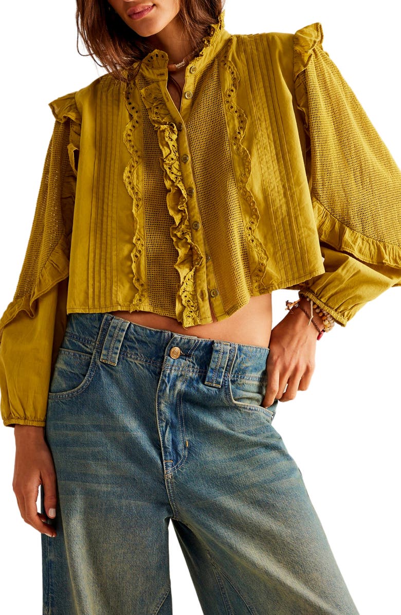 Free People Masai Mar Ruffle Eyelet Shirt, Main, color,