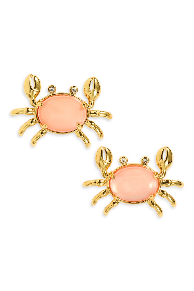 Tide Pool Crab Stud Earrings, Main, color, CORAL