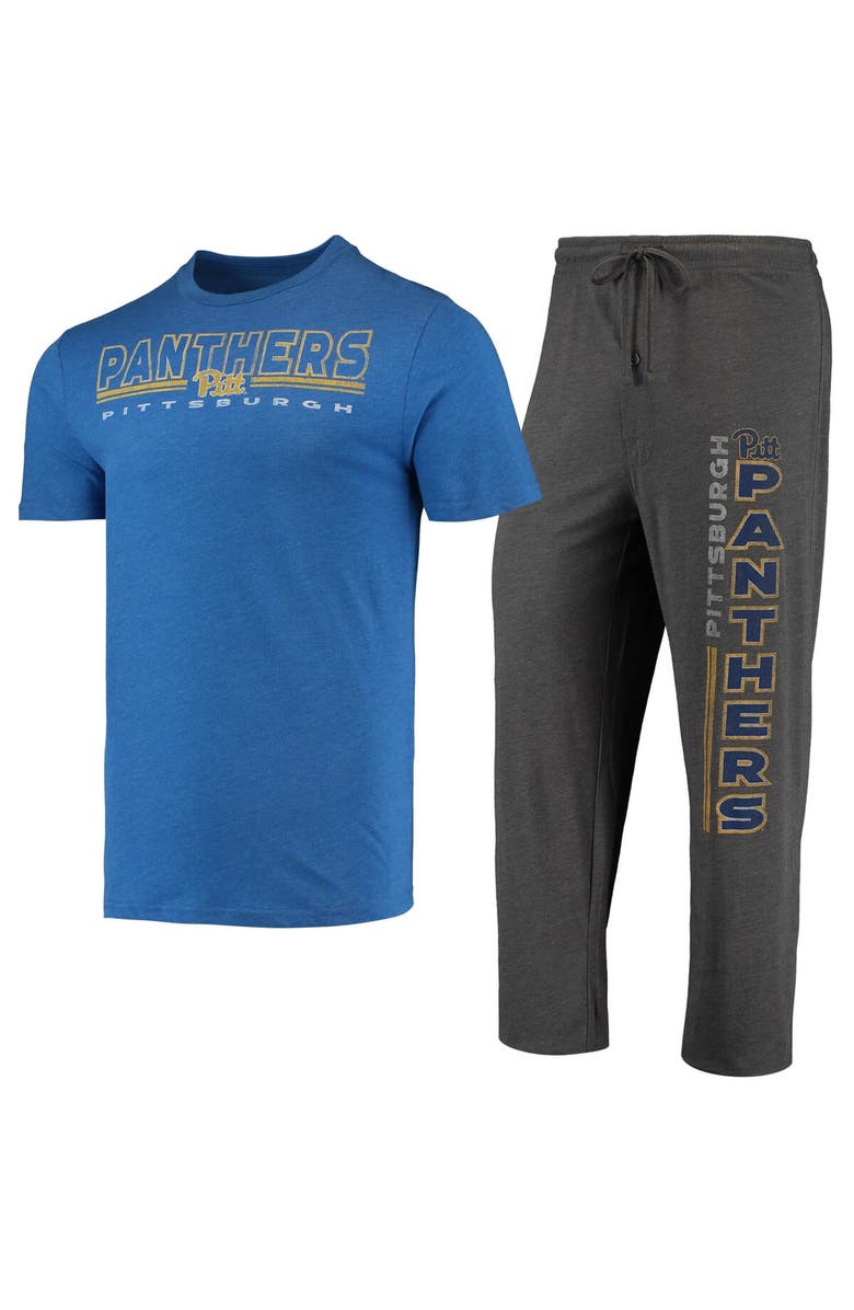 CONCEPTS SPORT Men's Concepts Sport Heathered Charcoal/Royal Pitt Panthers Meter T-Shirt & Pants Sleep Set, Alternate, color, 