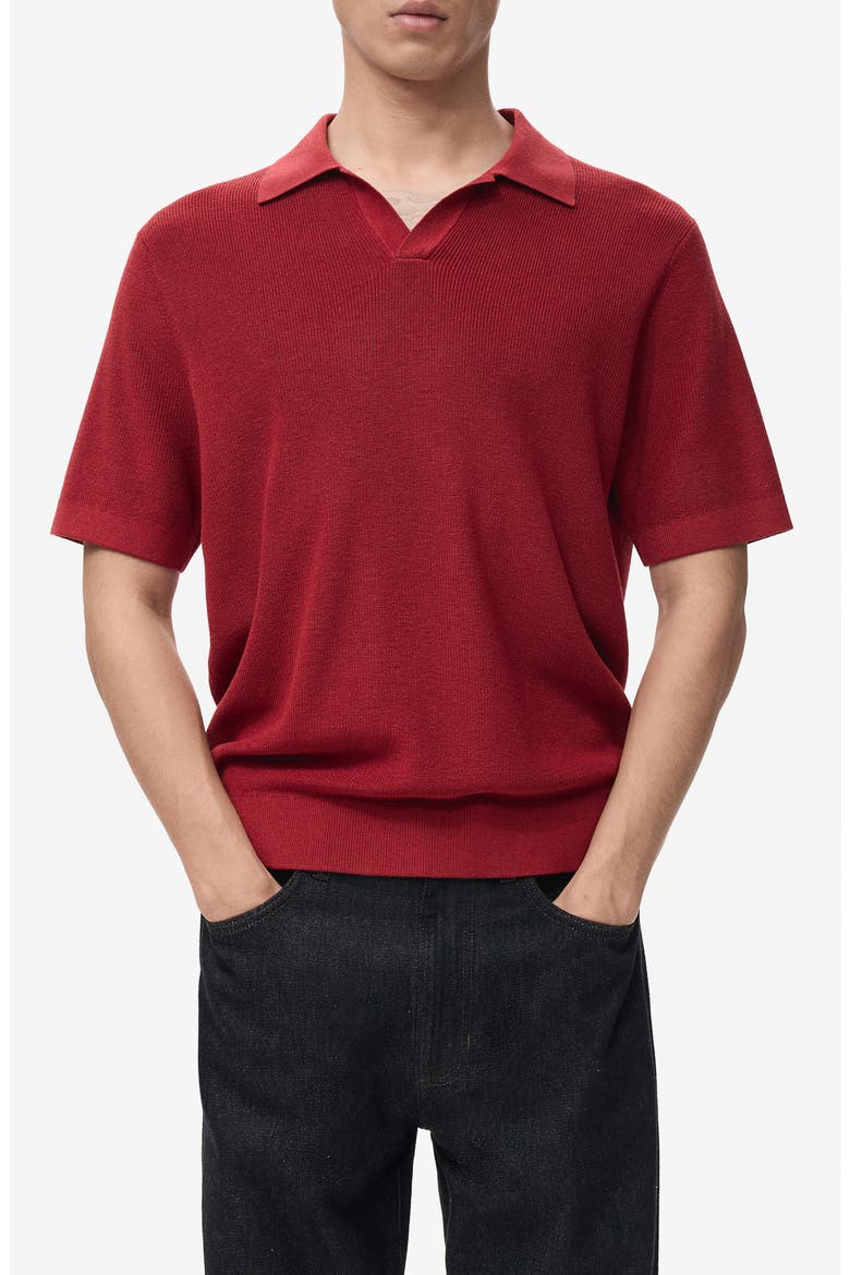 Structured Knit Polo, Main, color, RED