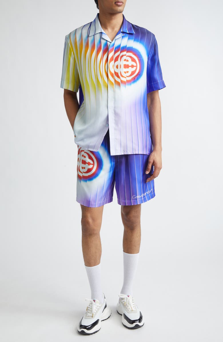 Casablanca Shockwave Silk Camp Shirt, Alternate, color, Silk Twill