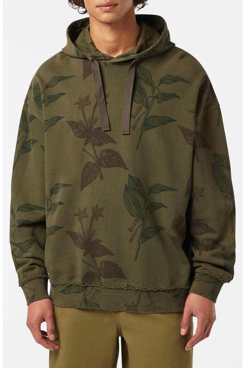 Over Dye Allover Loose Fit French Terry Hoodie, Main, color, LEAVES