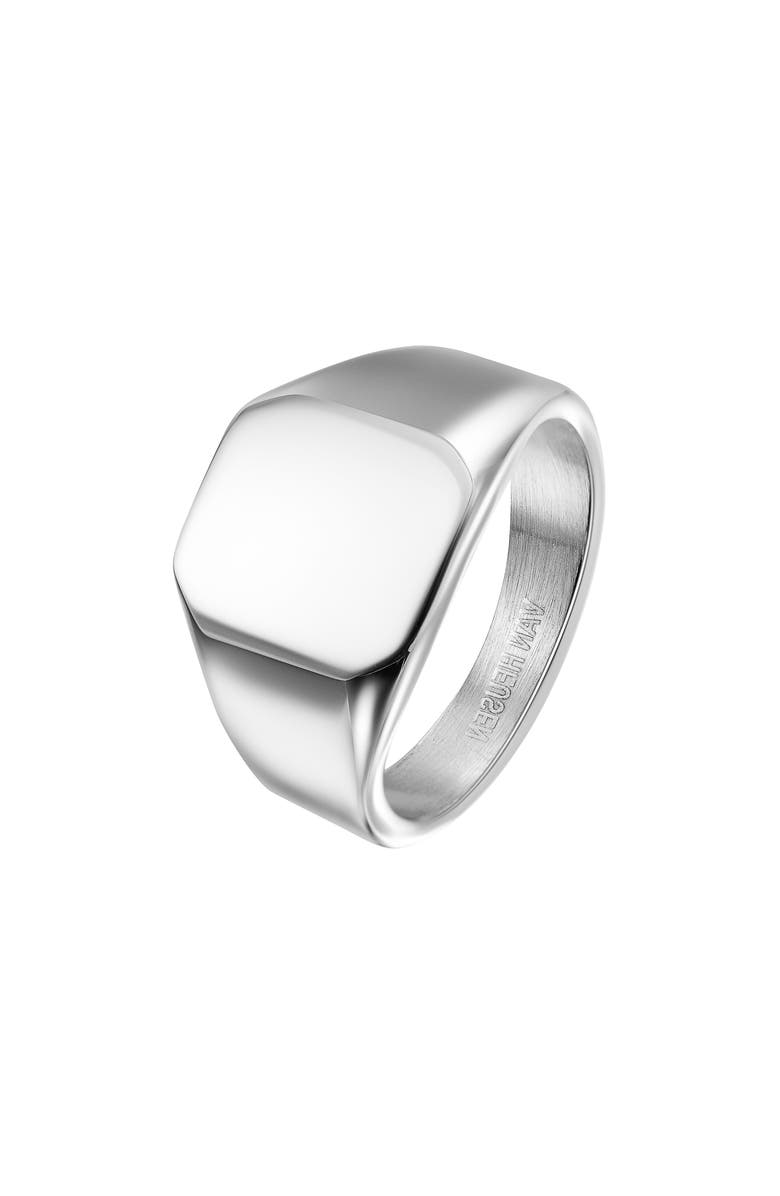 VAN HEUSEN Men's Signet Ring, Alternate, color, Silver