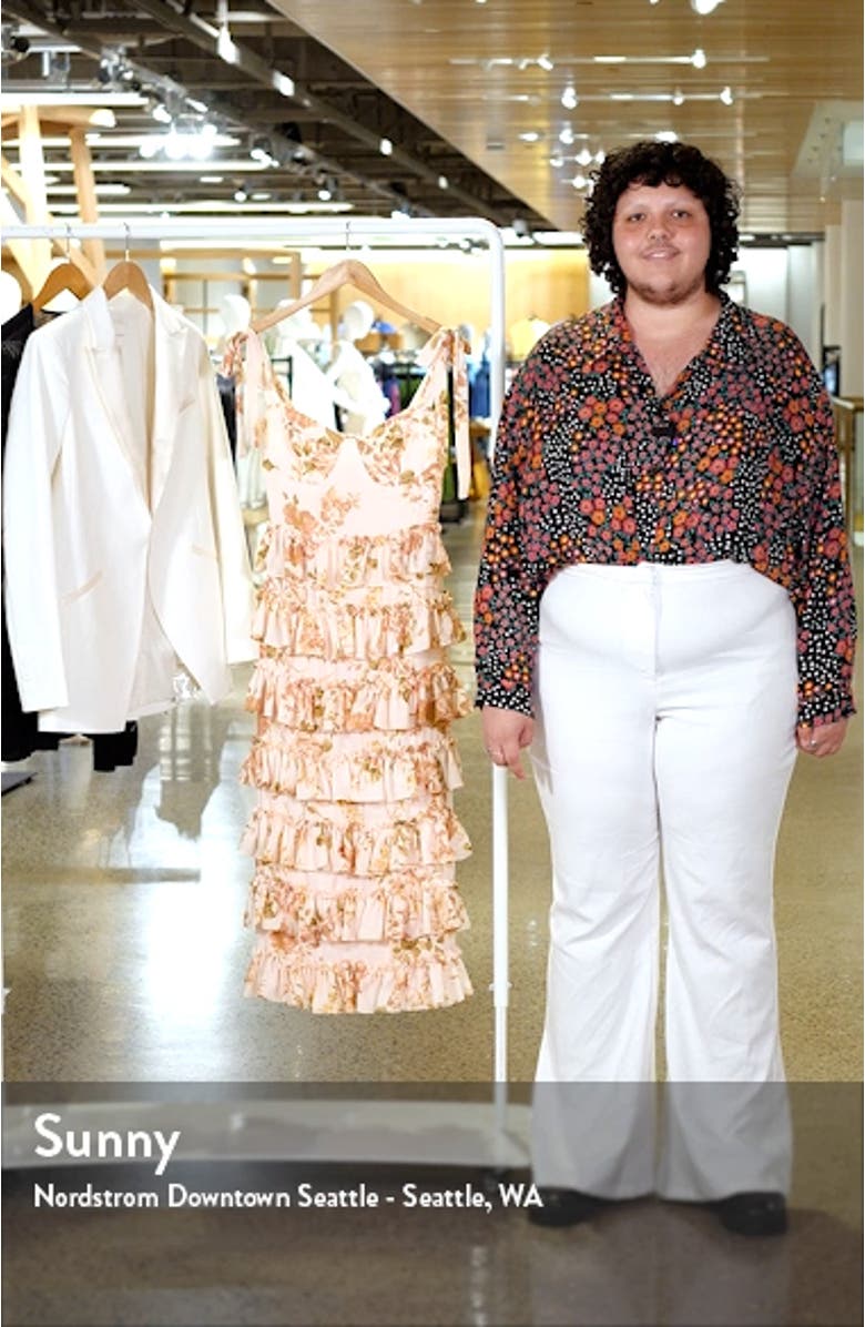 The Masie Floral Tiered Ruffle Cocktail Midi Dress, sales video thumbnail