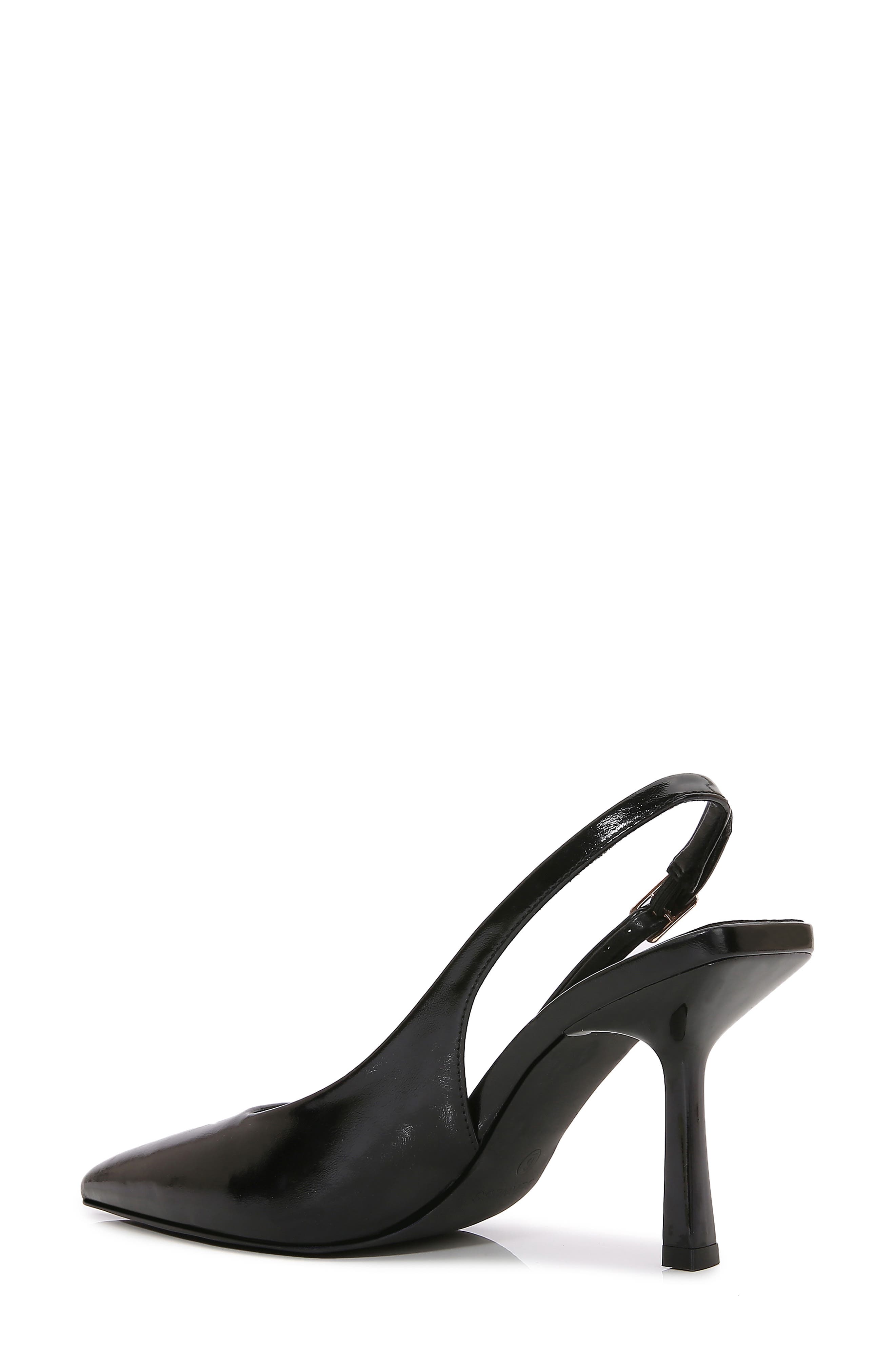 Dora Faux Leather Slingback Pump, Alternate, color, BLACK