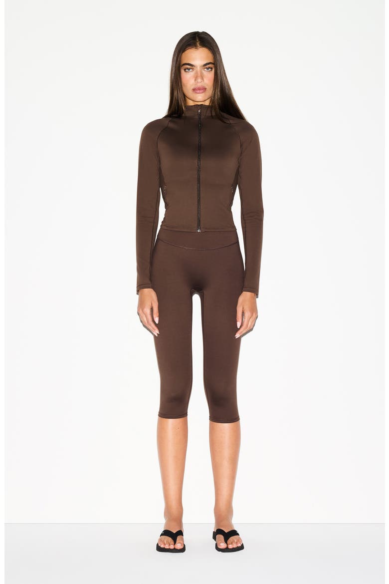 Full Zip Mock Neck Jacket, Alternate, color, DARK SEPIA