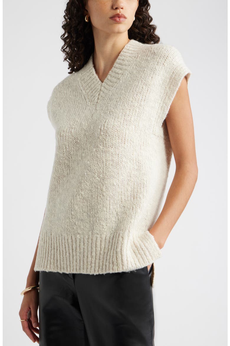 Merino Wool Blend V-Neck Sweater Vest, Main, color, IVORY MARL
