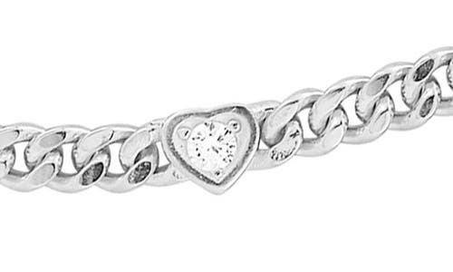 Chloe & Madison Chloe And Madison Cubic Zirconia Heart Curb Chain Necklace In Silver