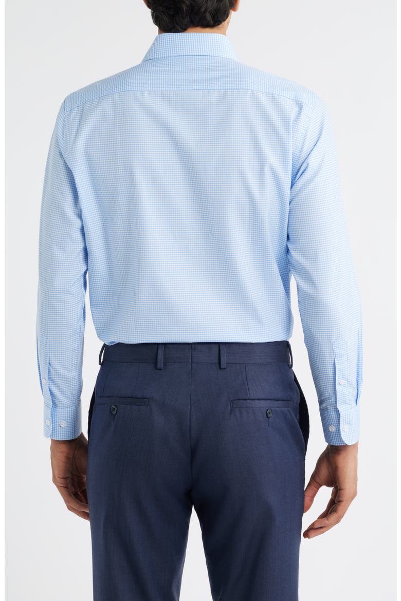 Trim Fit Grid Check Cotton Dress Shirt, Alternate, color, BLUE