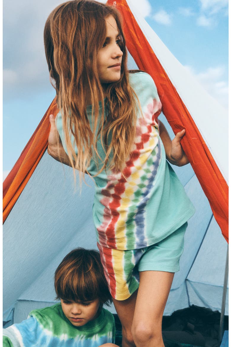 Kids' Tie Dye Rainbow Cotton T-Shirt, Alternate, color, DAWN BLUE RAINBOW
