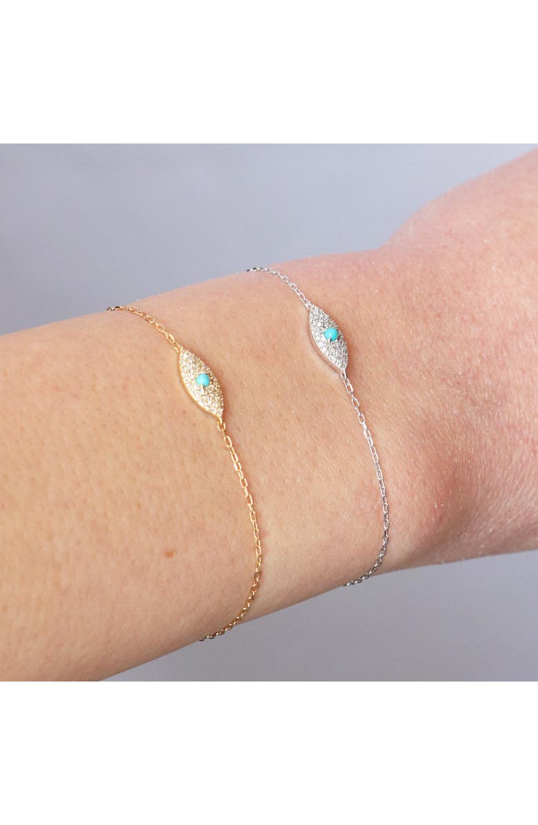 The Lovery Fine Jewelry Small Turquoise Evil Eye Bracelet, Alternate, color, Turquoise