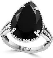 EFFY Sterling Silver Pear Cut Onyx Ring