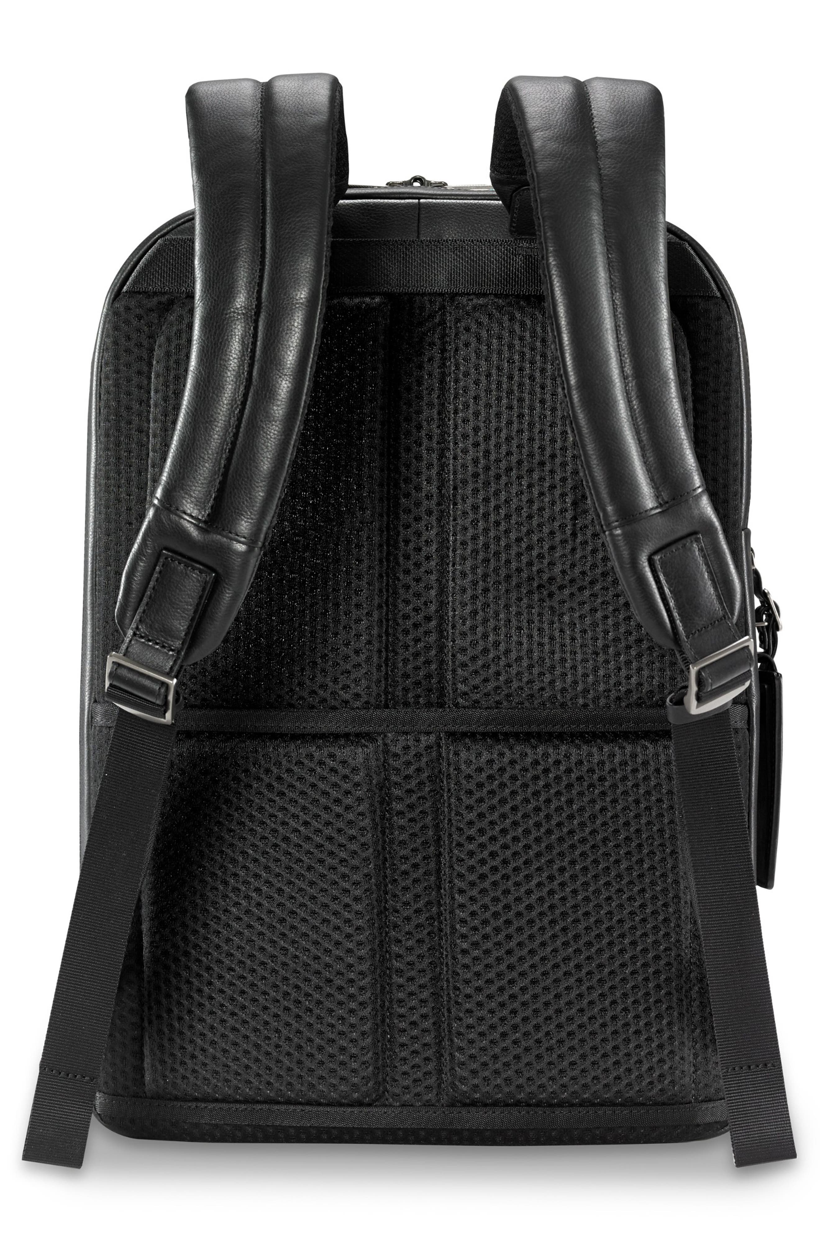 Briggs & Riley Medium Leather RFID Pocket Laptop Backpack, Alternate, color, 