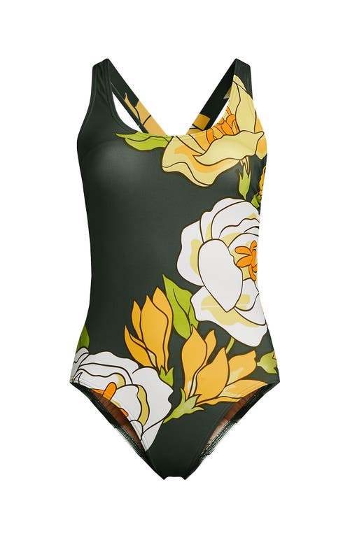 Lands' End Plus Size Tugless X-back One Piece Swimsuit In Multi