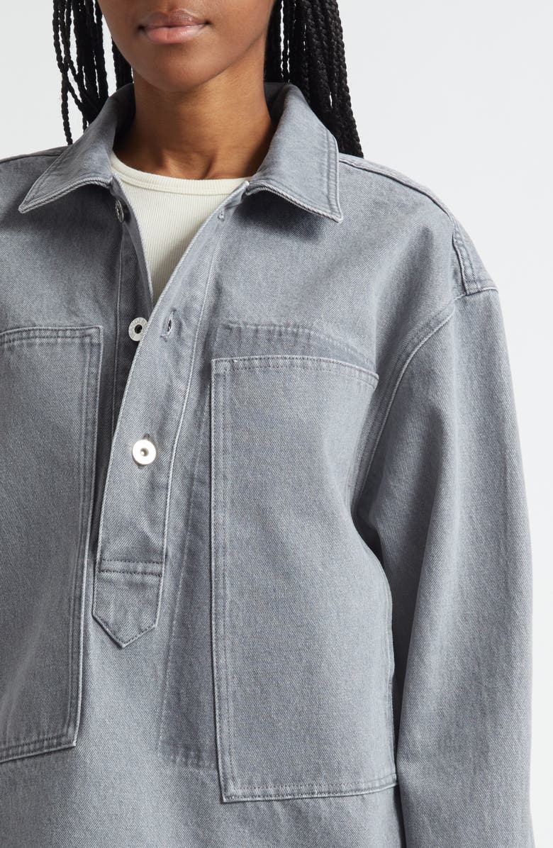 JW Anderson Patch Pocket Denim Rugby Shirt, Alternate, color, 906 Light Grey