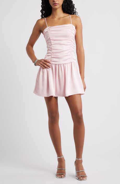 BP. Ruched Satin Drop Waist Minidress