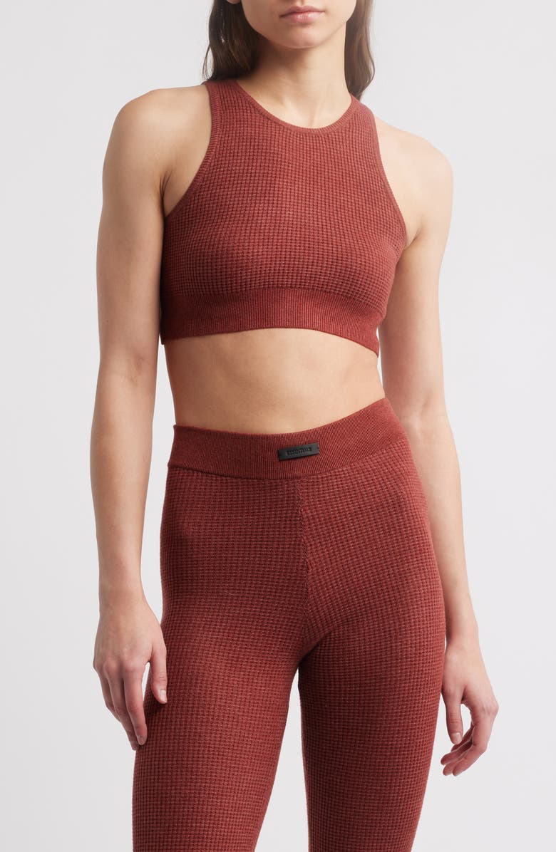 Fear of God Essentials Waffle Knit Crop Sport Tank, Main, color, Crimson