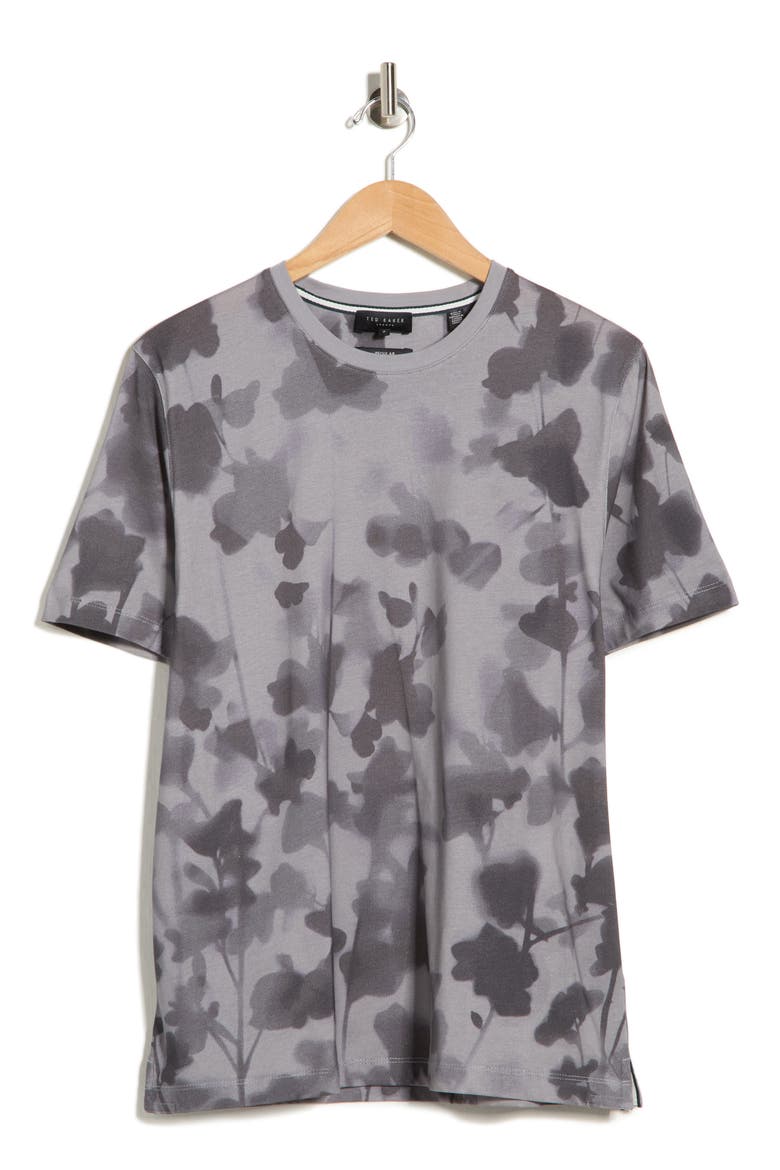 Denniss Floral Print Cotton T-Shirt, Alternate, color, DARK GREY