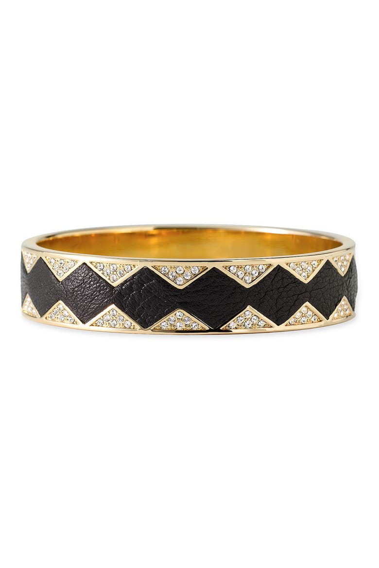 Leather Bangle, Main, color, BLACK/ GOLD