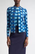 ST. JOHN Geo Print Wool Cardigan