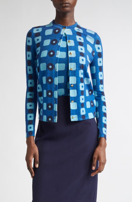 St John St. John Collection Geo Print Wool Cardigan