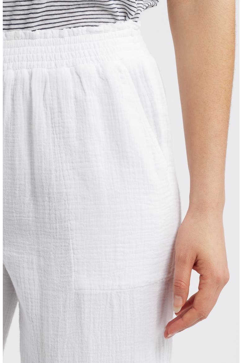 Meadow Wide Leg Cotton Gauze Pants, Alternate, color, WHITE
