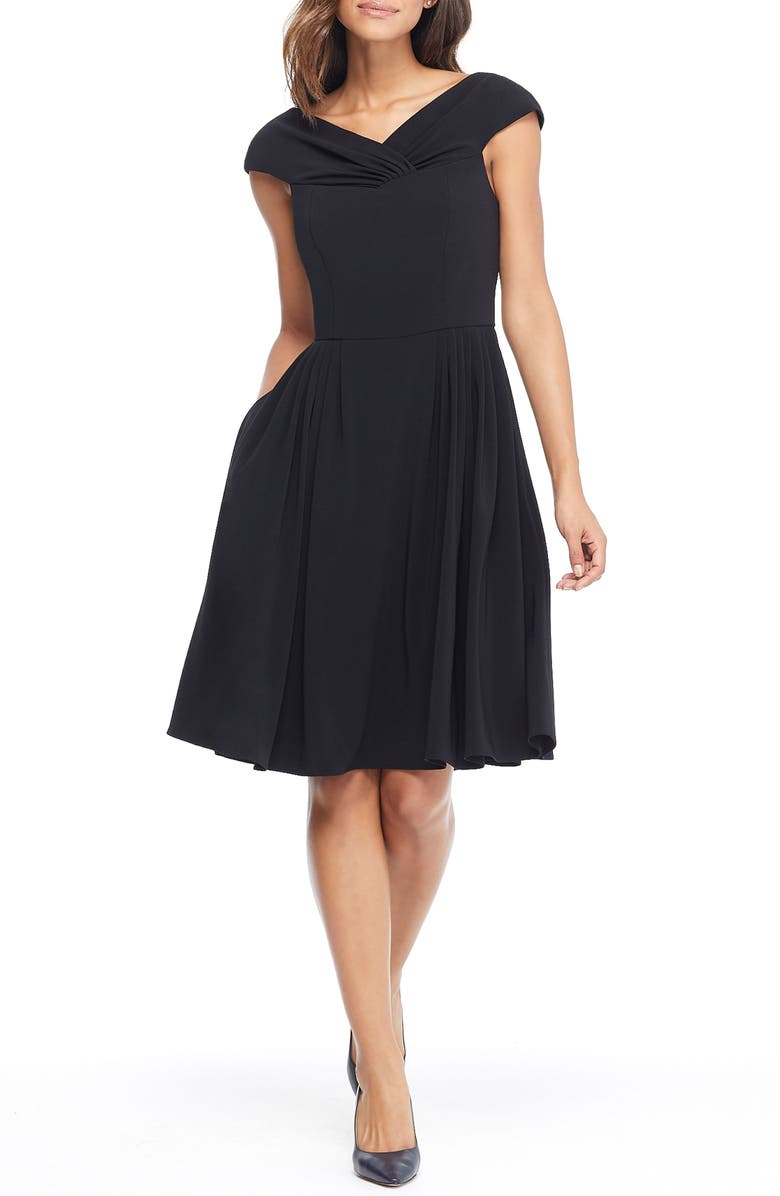 Gal Meets Glam Collection Ruthie Portrait Collar Satin Twill Dress, Main, color,