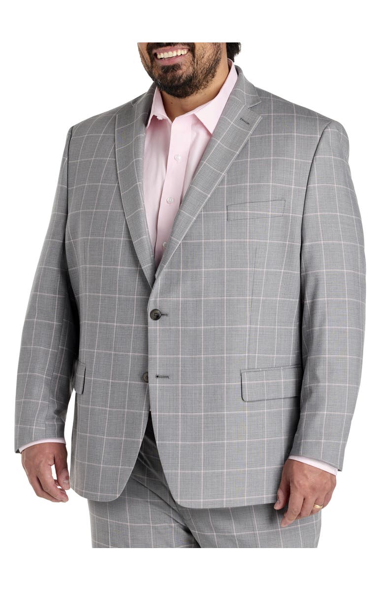 Michael Kors Big & Tall Windowpane Suit Jacket, Main, color, Grey